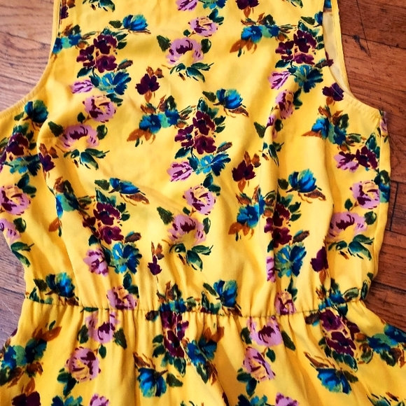 A New Day Yellow Dress Floral Sleeveless size xsmall - elastic waist; summer - Picture 4 of 7
